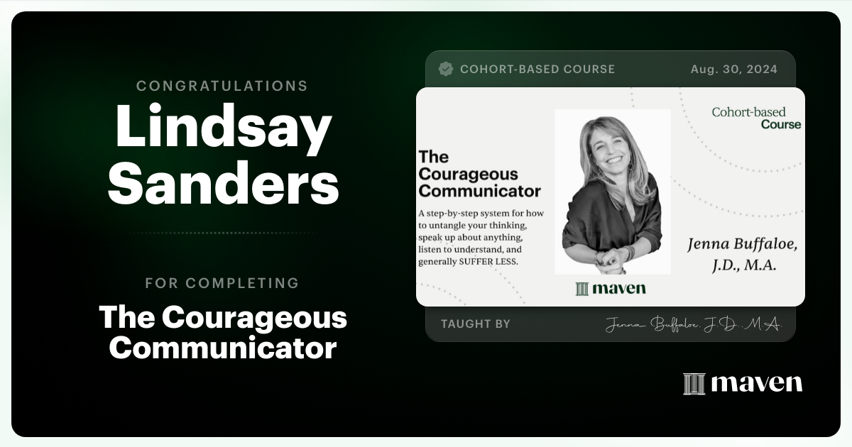 Certificate of Completion for The Courageous Communicator