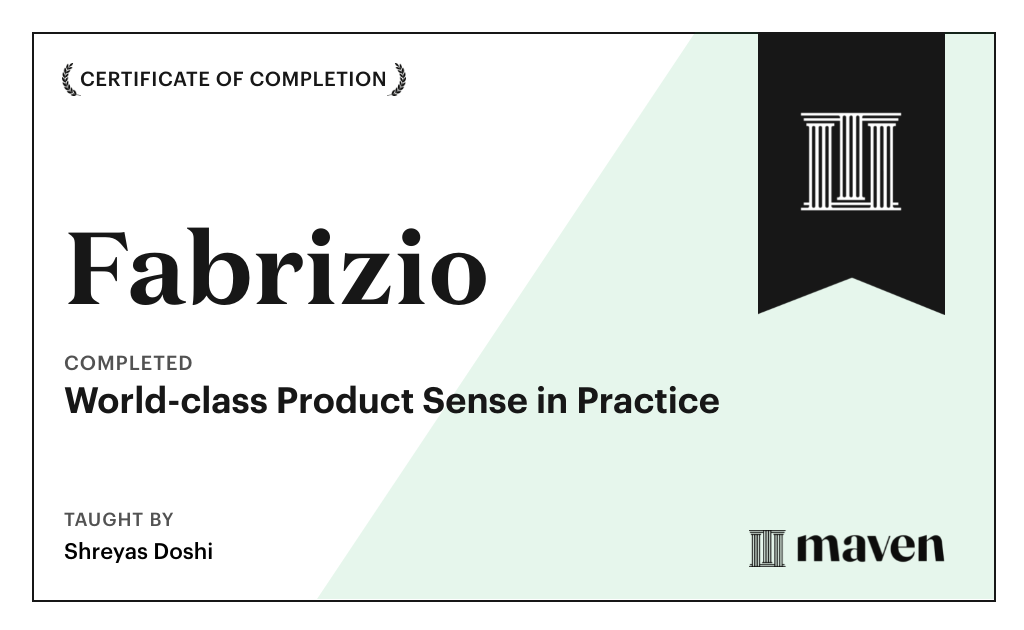 Certificate for World-class Product Sense in Practice