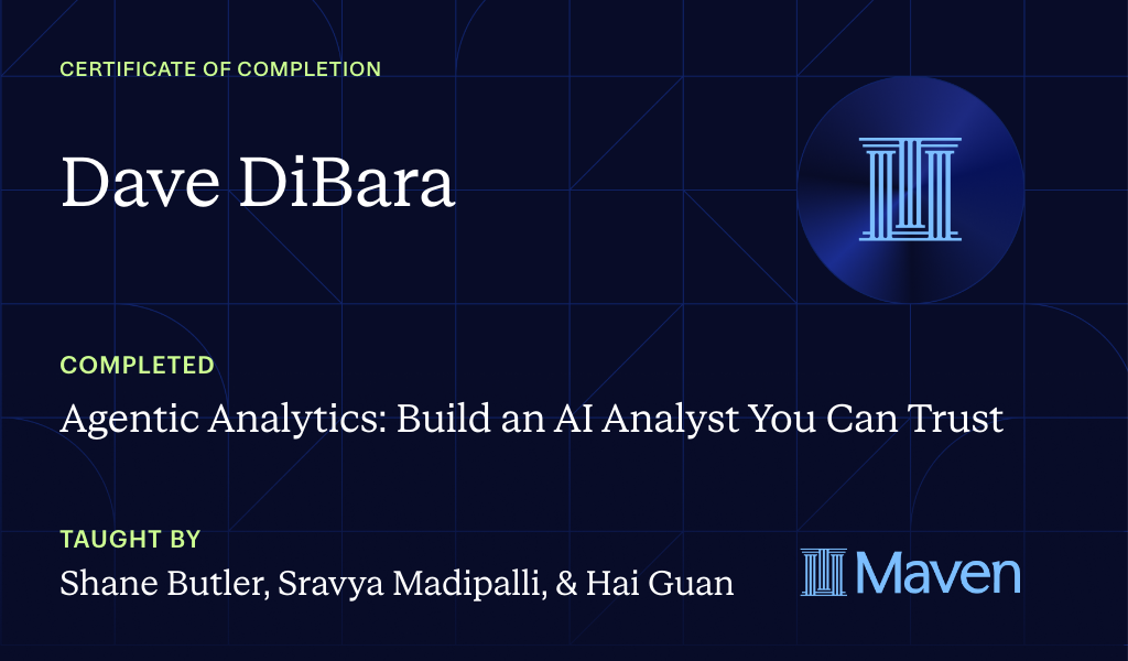 Certificate for Agentic Analytics: Build an AI Analyst