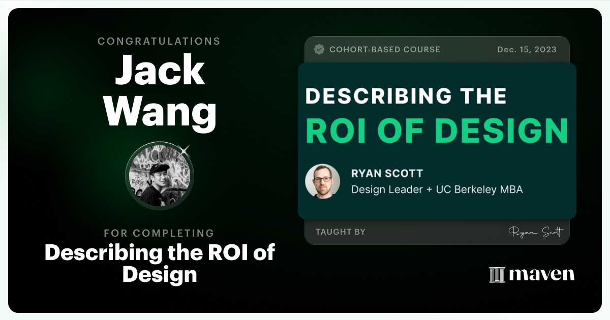Certificate of Completion for Describing the ROI of Design