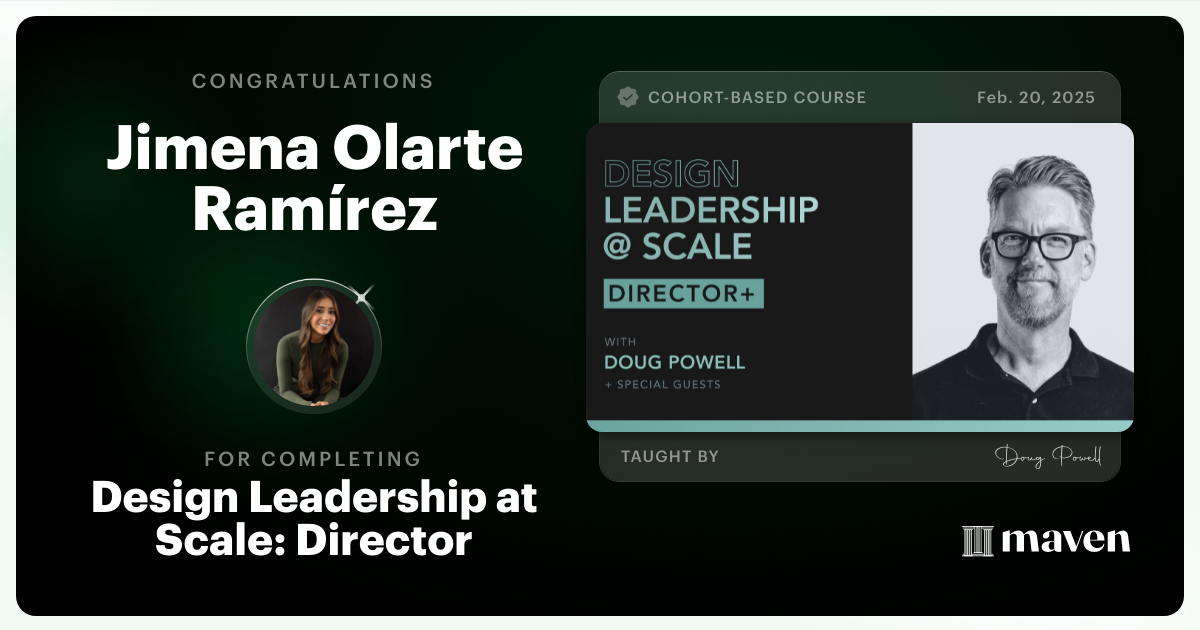 Certificate of Completion for Design Leadership at Scale: Director