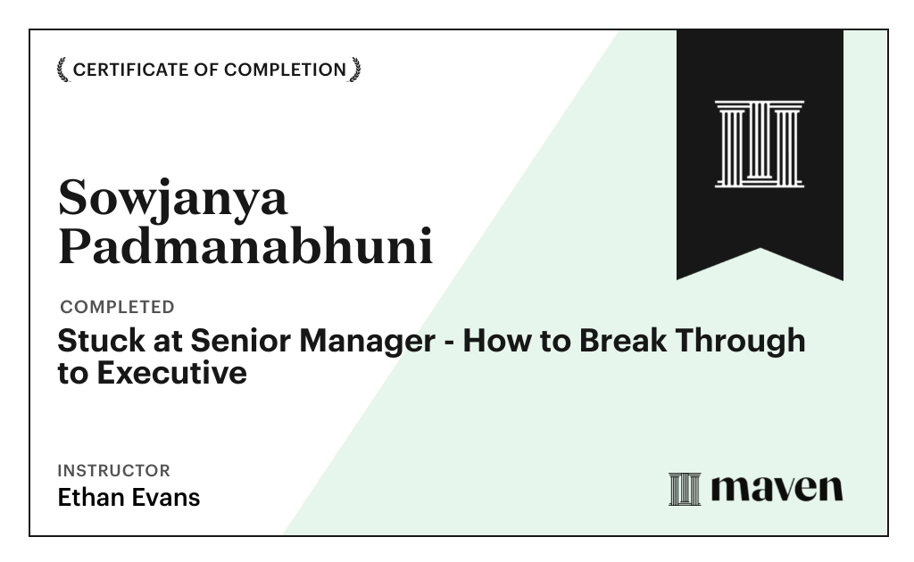 Certificate for Beyond Senior Manager - Break Through to Strategic Executive