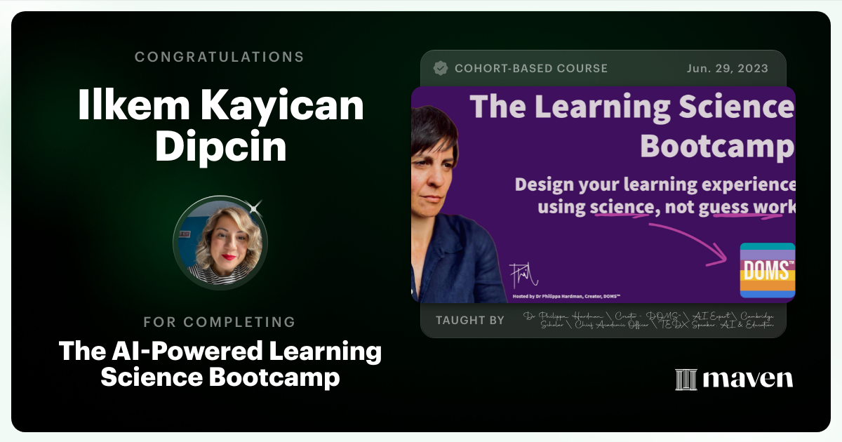 Certificate of Completion for The AI Bootcamp for L&D