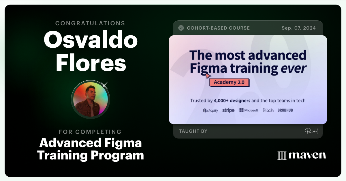 Certificate of Completion for Advanced Figma Training Program