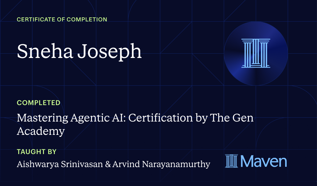Certificate for Mastering Agentic AI: Certification by The Gen Academy
