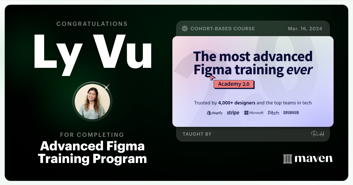 Certificate of Completion for Advanced Figma Training Program