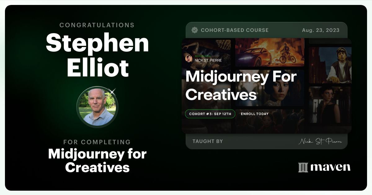 Certificate of Completion for Midjourney for Creatives