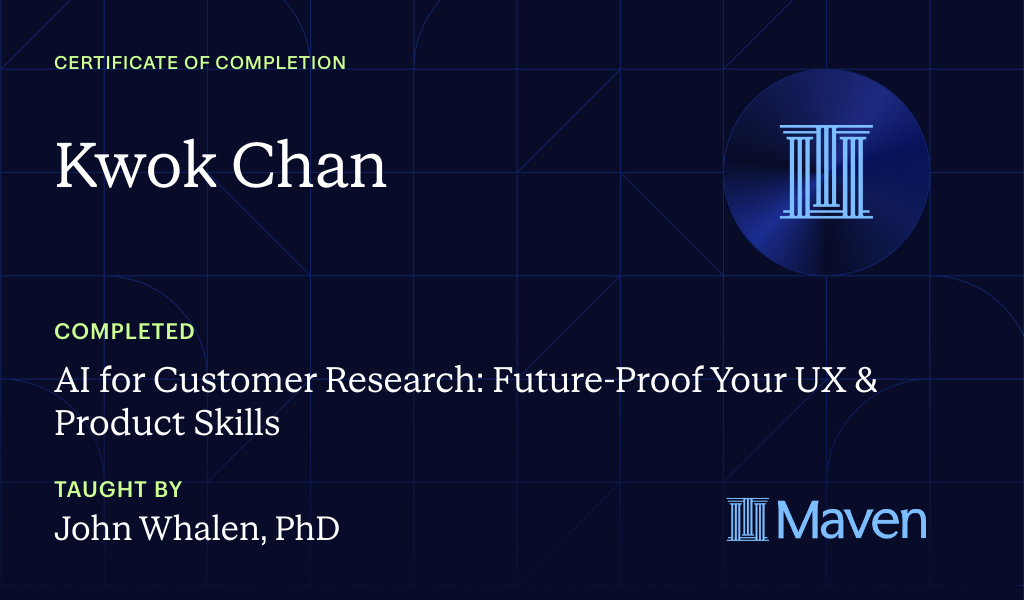 Certificate for AI for Customer Research: Deliver Trusted Insights at Scale