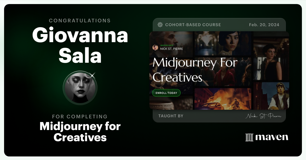 Certificate of Completion for Midjourney for Creatives