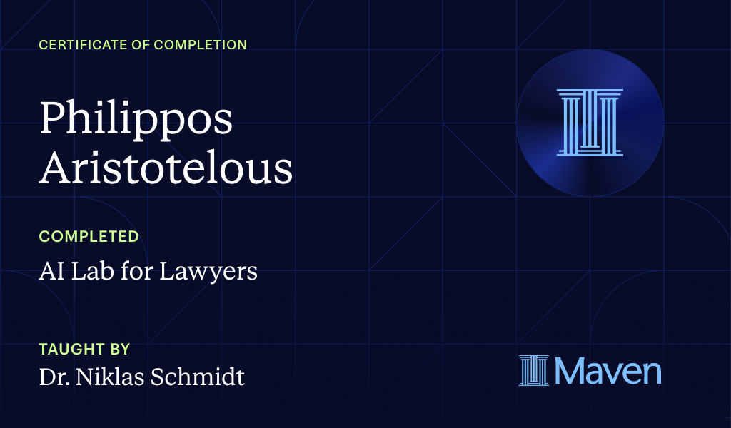 Certificate for AI Lab for Lawyers