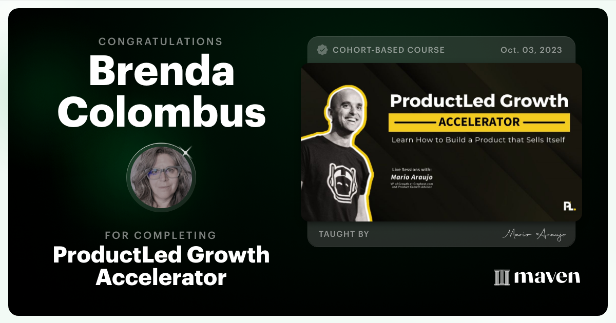 Certificate of Completion for ProductLed Growth Accelerator