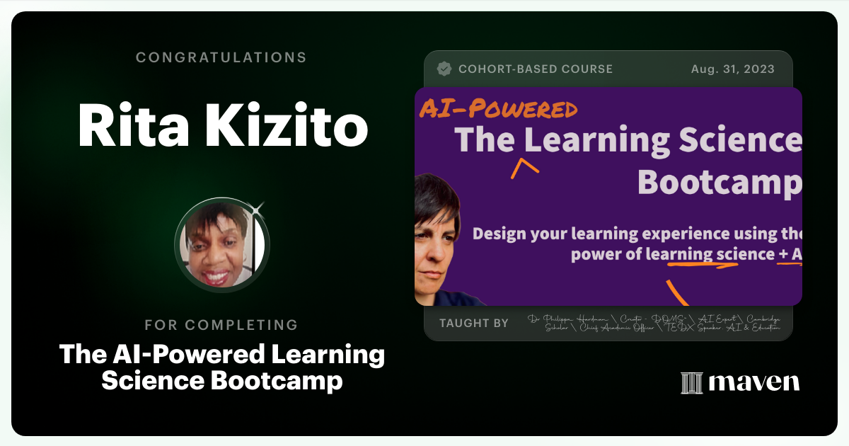 Certificate of Completion for The AI Bootcamp for L&D