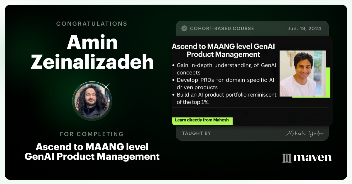 Certificate of Completion for Agentic AI Product Management Certification