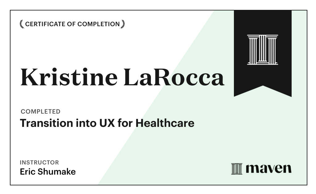 Certificate for Transition into UX for Healthcare