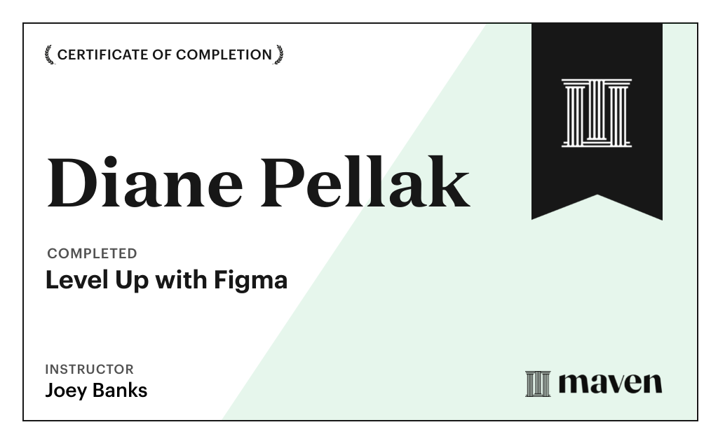 Certificate for Level Up with Figma