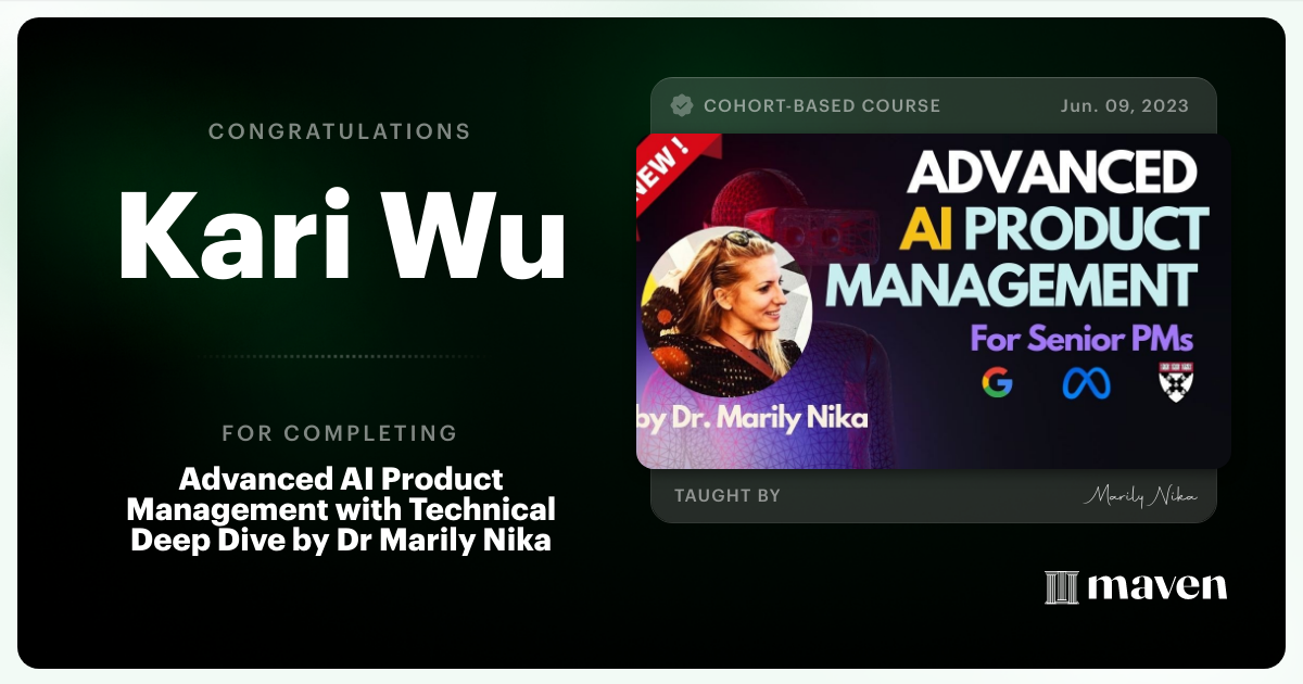 Certificate of Completion for Advanced AI Product Leadership Certification