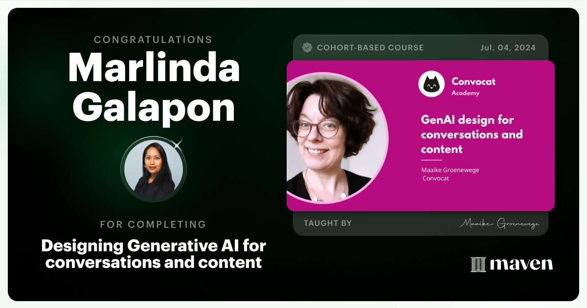 Certificate of Completion for Designing Generative AI for conversations and content