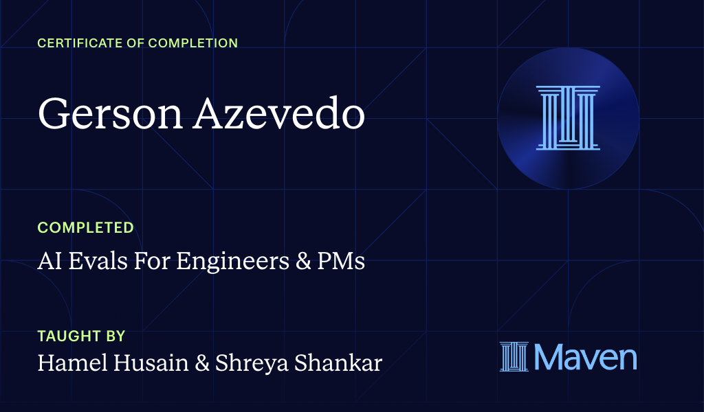 Certificate for AI Evals For Engineers & PMs