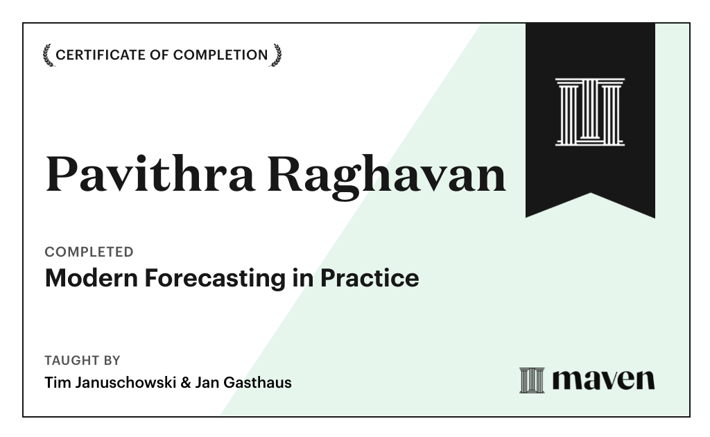 Certificate for Modern Forecasting in Practice