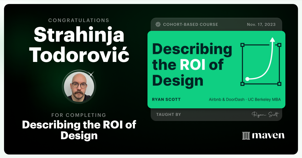 Certificate of Completion for Describing the ROI of Design