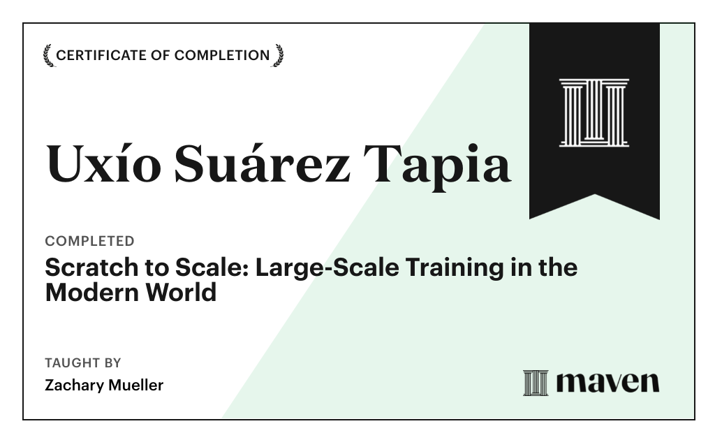 Certificate for Scratch to Scale: Large-Scale Training in the Modern World