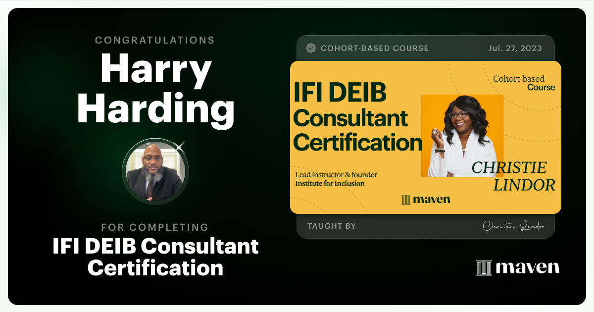 Certificate of Completion for IFI DEIB Consultant Certification