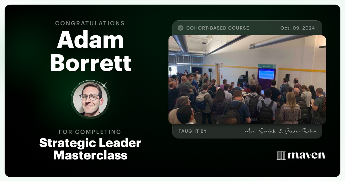 Certificate of Completion for Strategic Leader Masterclass