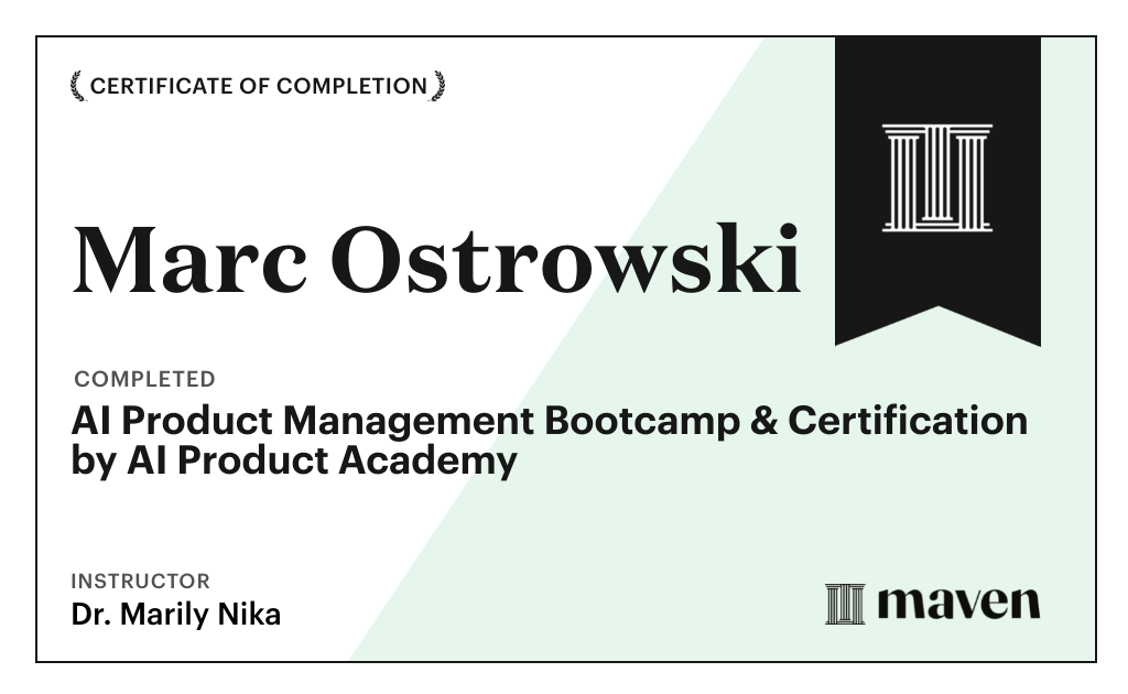 Certificate for AI Product Management Bootcamp & Certification by AI Product Academy