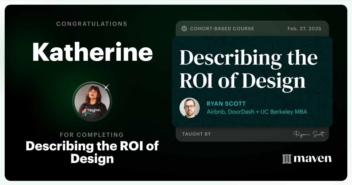 Certificate of Completion for Describing the ROI of Design