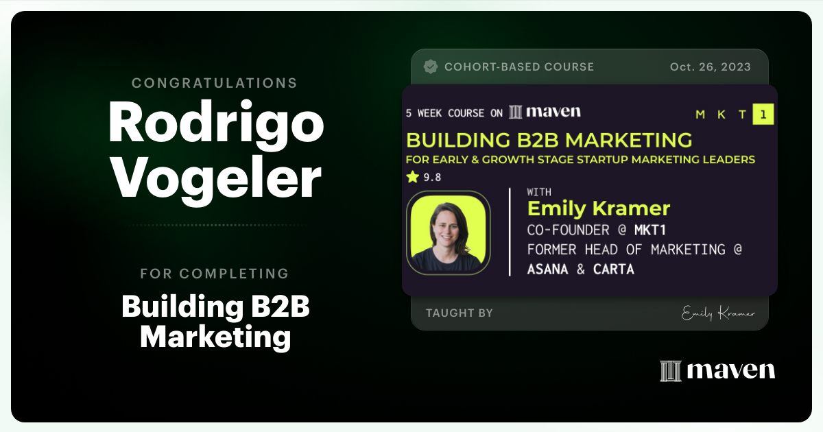 Certificate of Completion for Building B2B Marketing