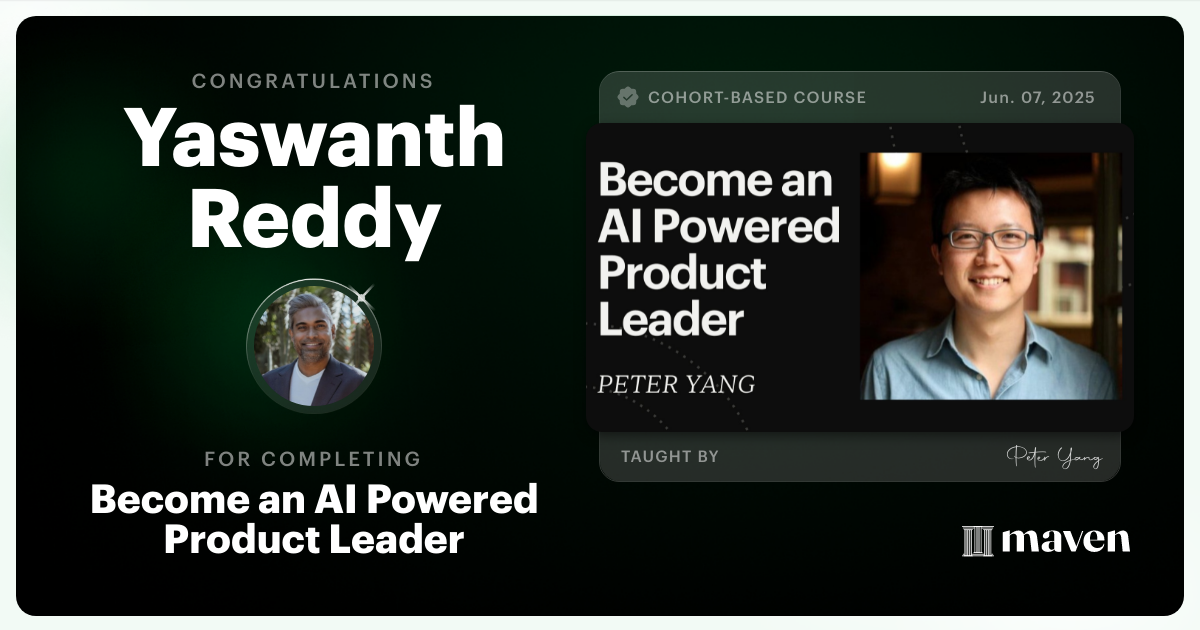 Certificate of Completion for Become an AI Powered Product Leader