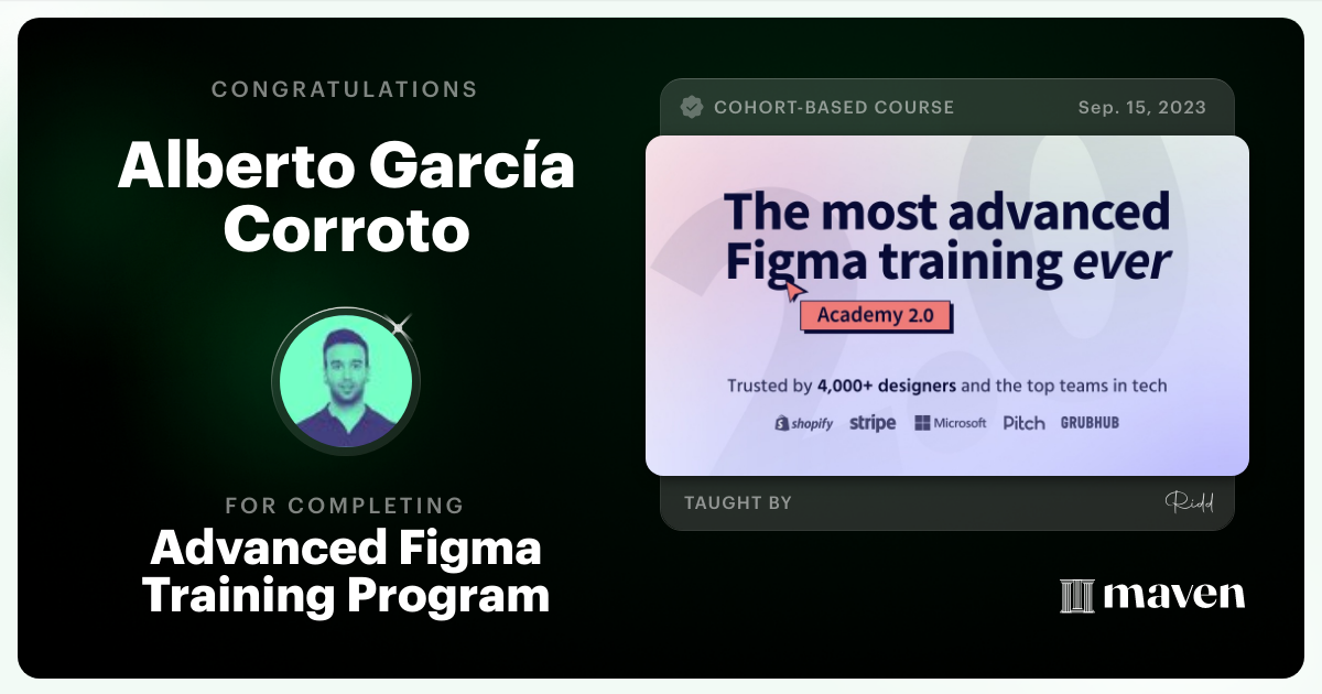 Certificate of Completion for Advanced Figma Training Program