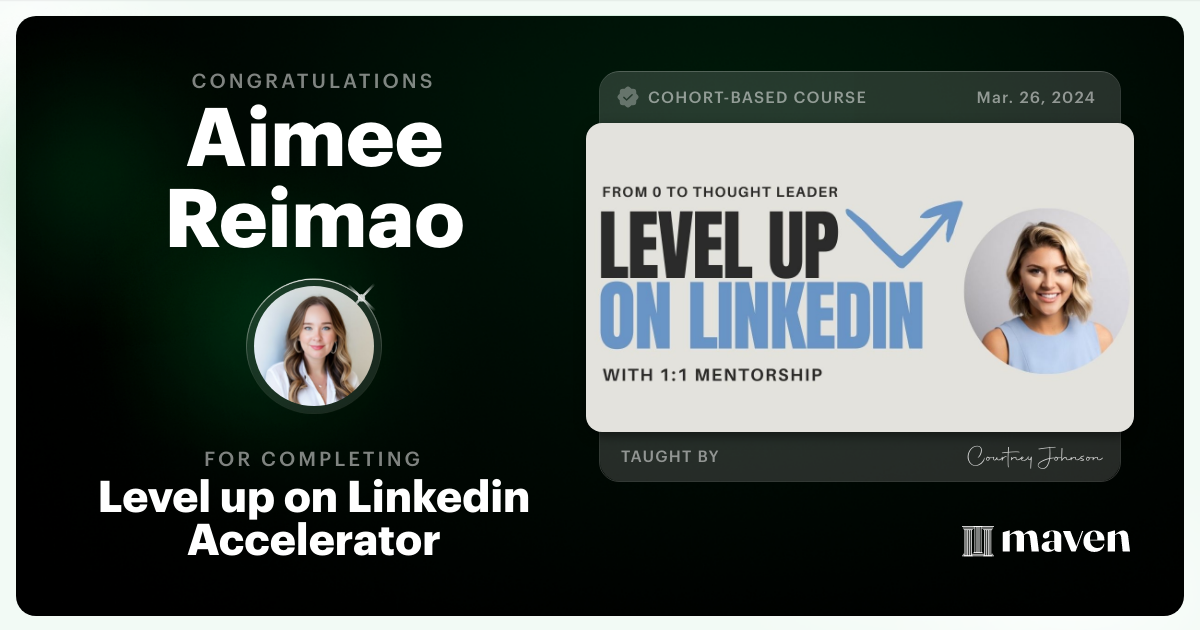 Certificate of Completion for Level up on Linkedin Accelerator