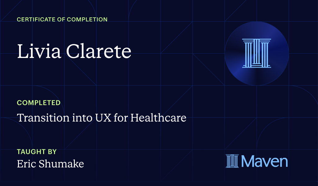 Certificate for Transition into UX for Healthcare
