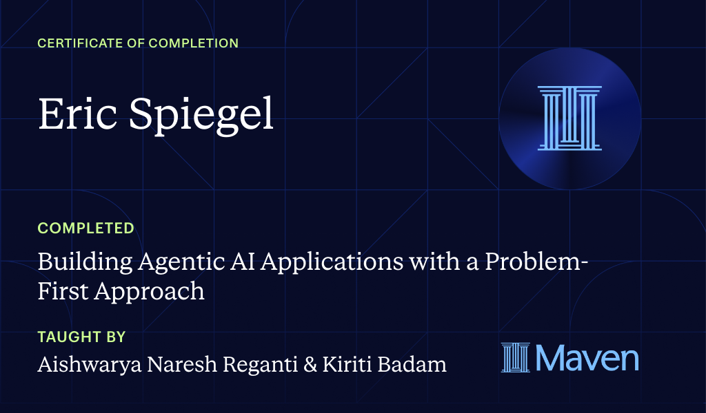 Certificate for Building Agentic AI Applications with a Problem-First Approach