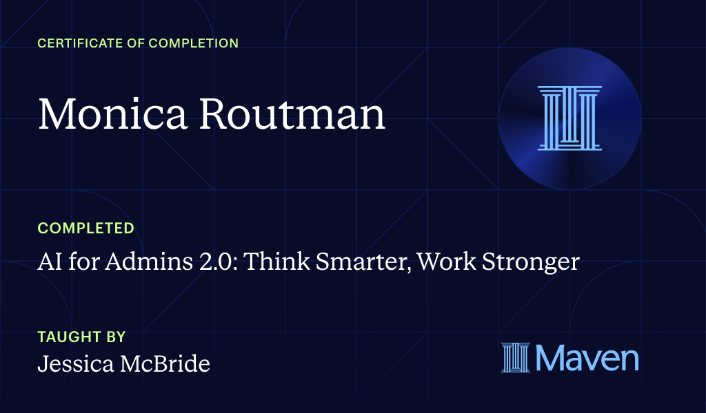 Certificate for AI for Admins 2.0: Think Smarter, Work Stronger