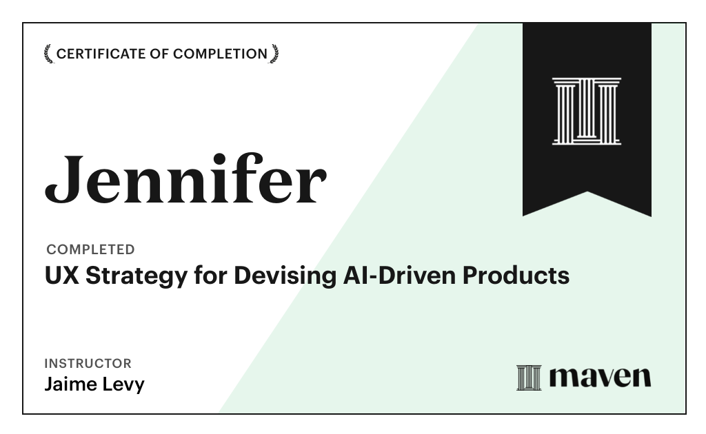 Certificate for UX Strategy for Devising AI-Driven Products