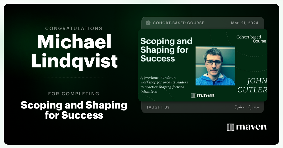 Certificate of Completion for Scoping and Shaping for Success