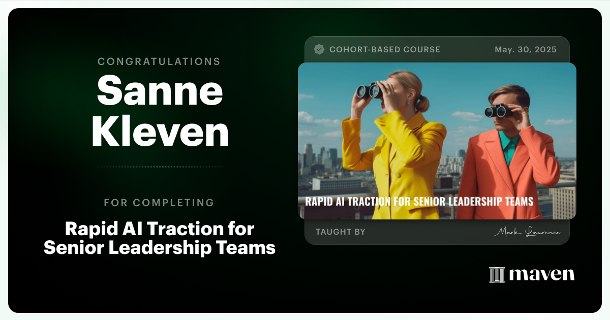 Certificate of Completion for Rapid AI Traction for Senior Leadership Teams