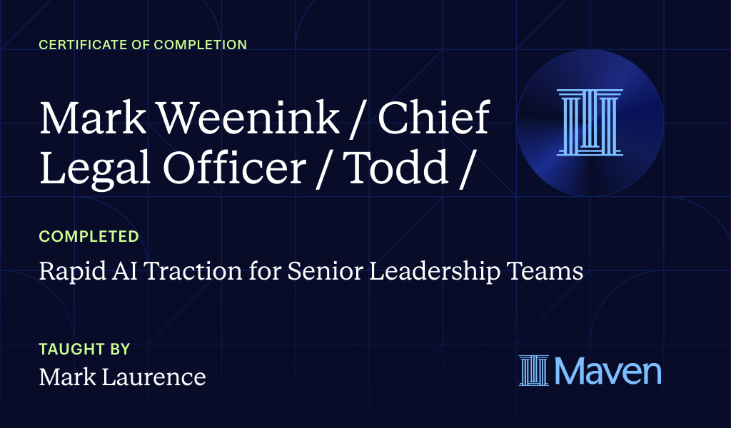 Certificate for Rapid AI Traction for Senior Leadership Teams