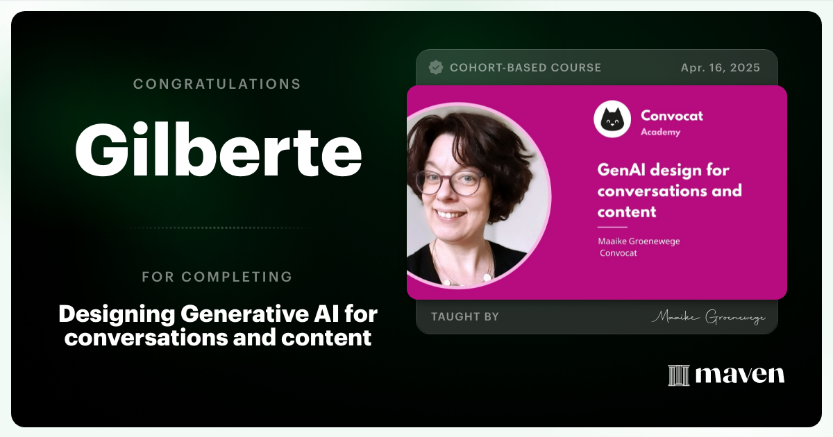 Certificate of Completion for Designing Generative AI for conversations and content