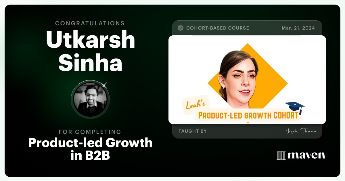 Certificate of Completion for Product-led Growth in B2B