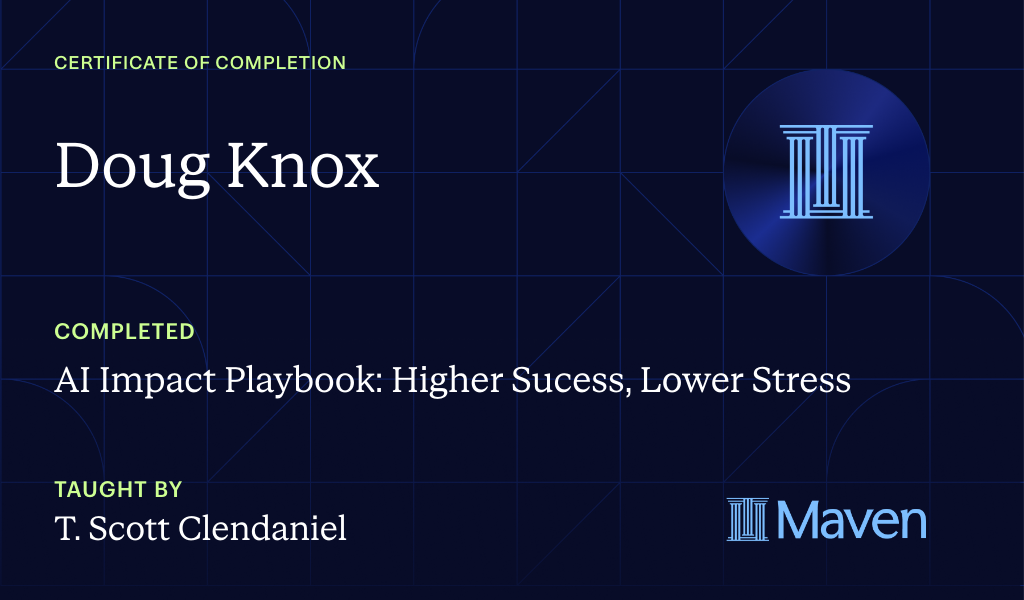 Certificate for AI Strategy Playbook:  More Impact, Higher ROI, Faster Results