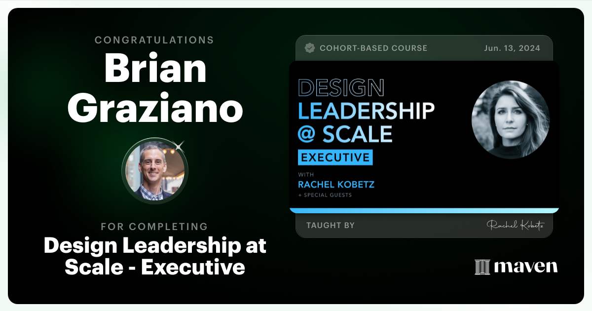 Certificate of Completion for Design Leadership at Scale: Executive