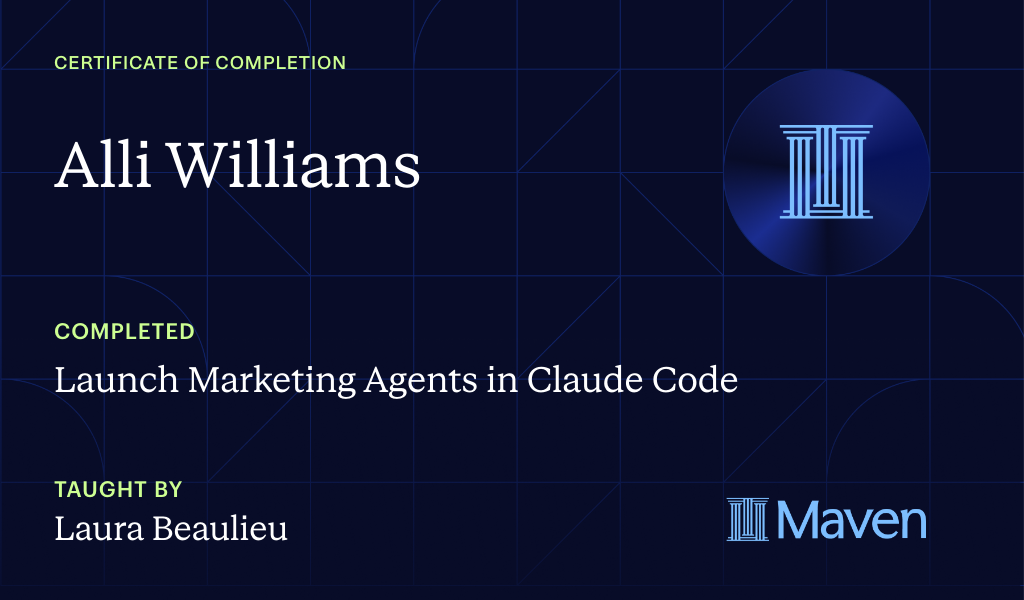 Certificate for Launch Marketing Agents in Claude Code