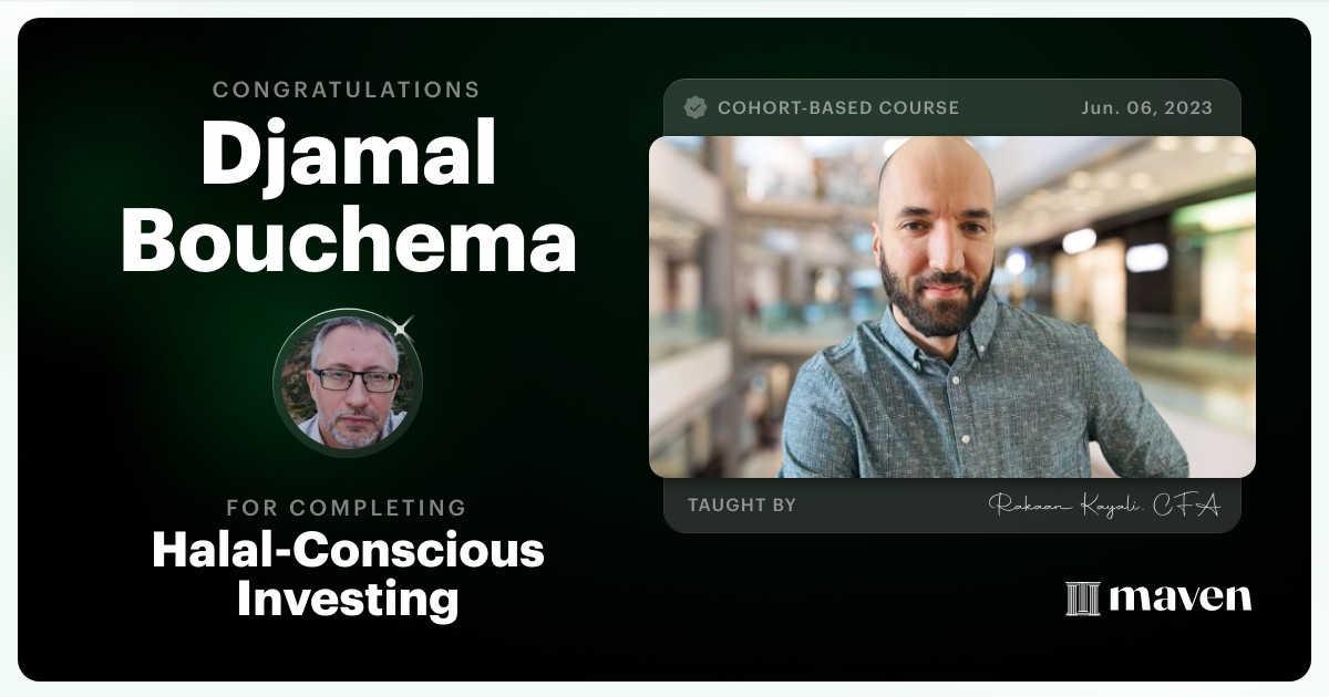 Certificate of Completion for Master Halal Investing