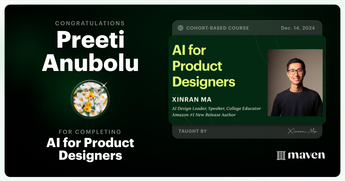 Certificate of Completion for AI for Product Designers