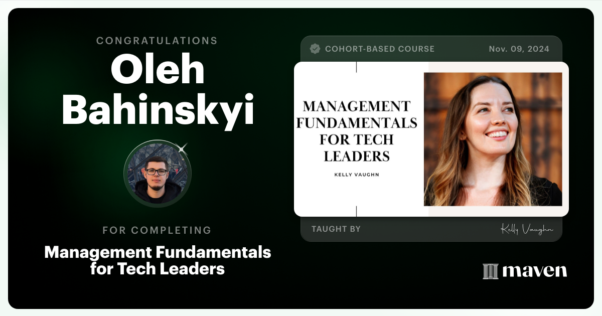 Certificate of Completion for Engineering Leadership in the AI Era