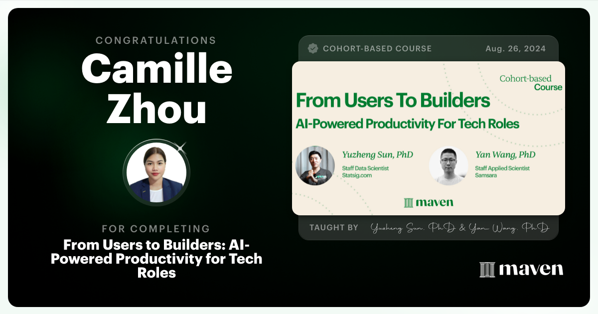 Certificate of Completion for Build with AI: Mindset, Habits & Tools for the Next 20 Years