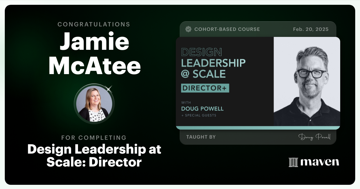 Certificate of Completion for Design Leadership at Scale: Director